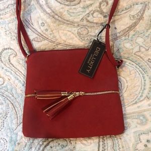 Deluxity Los Angeles Brick Red Shoulder Purse, NWT